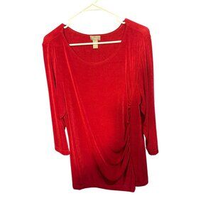 Chicos Travelers Red Drape Top Size XL